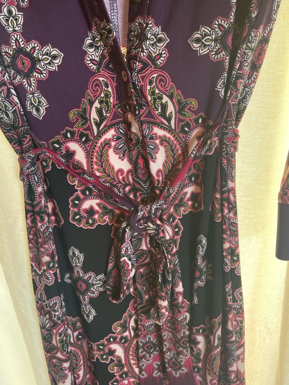 DM Collection Paisley Wrap Dress - Burgundy & Navy - Picture 5 of 7